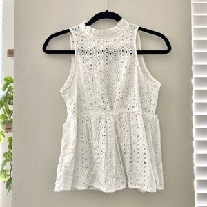 Eyelet white peplum top